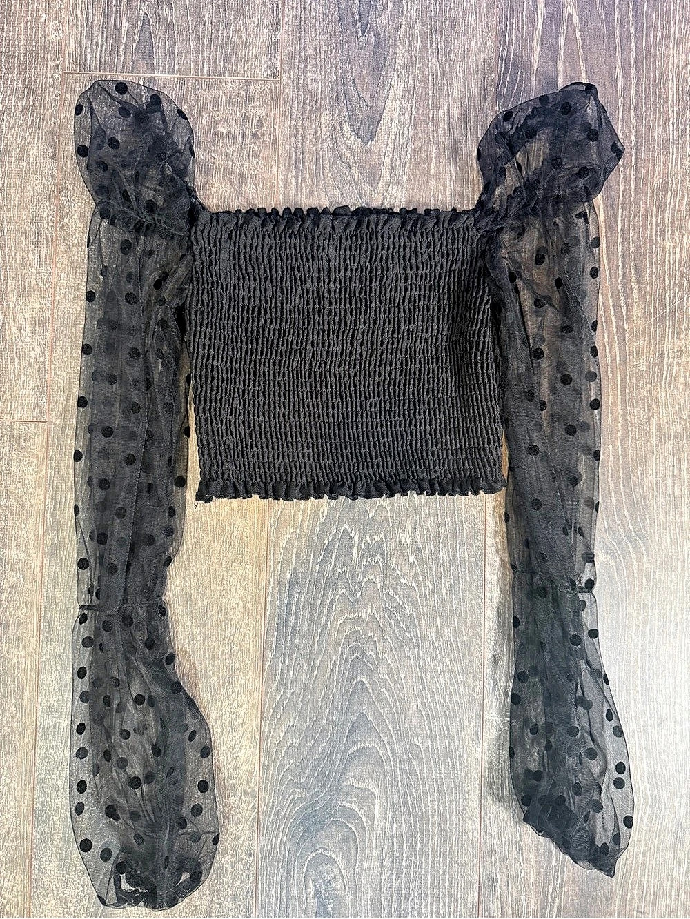 SHEIN Polka Dot Black Crop Top Size Medium